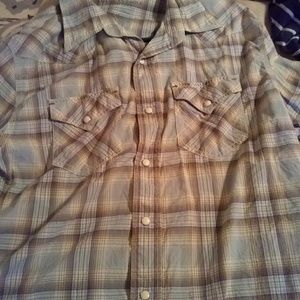 Men's size Large plaid LS collared button up